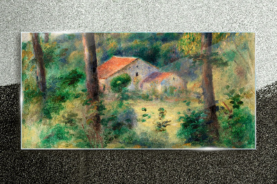 Obraz na skle Zelená krajina s domy