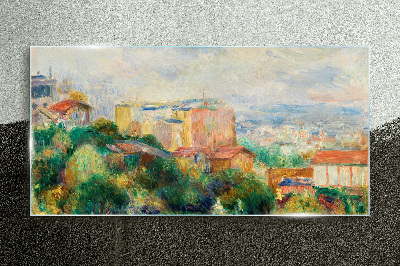 Obraz na skle Panoráma města v pastelových tónech