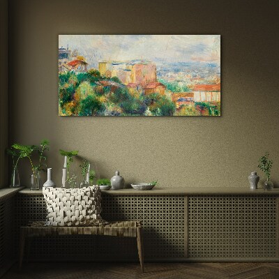 Obraz na skle Panoráma města v pastelových tónech