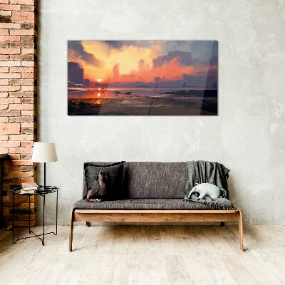 Obraz na skle Abstrakce mlhy Sunset