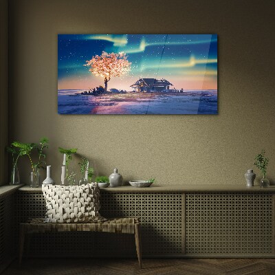 Obraz na skle Abstrakce strom sky noc