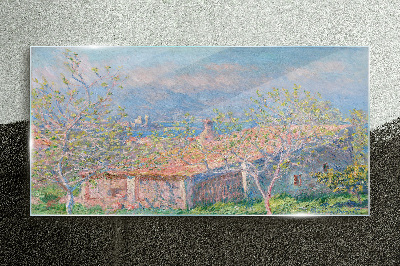 Obraz na skle Klidná krajina s domem a stromy