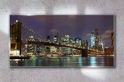 Obraz na skle Město River Bridge Light