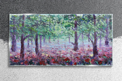 Obraz na skle Las květiny maki