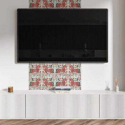 Dekorační panel na zeď Vzor koně v květinách