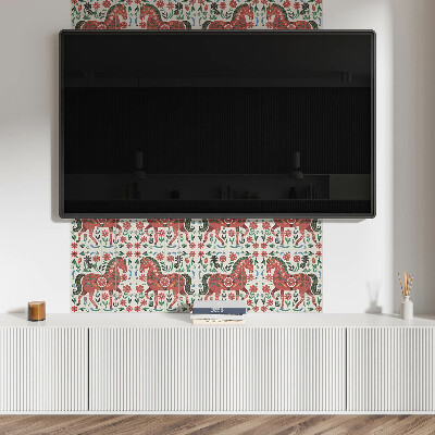 Dekorační panel na zeď Vzor koně v květinách