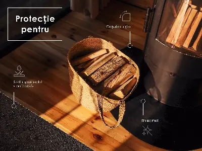 Černá plechová podložka pod krb ve tvaru čtvrtkruhu