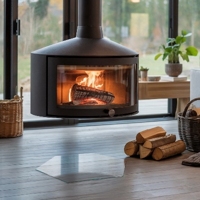 Sklo pod krbová kamna šestihranné průhledné