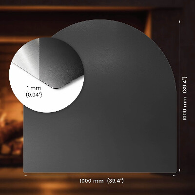 Podložka před krb půloválná v černém plechu