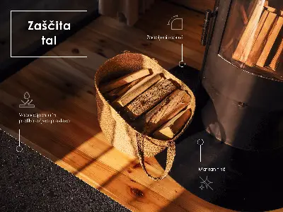 Půloválná podložka před krb z černého plechu