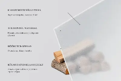 Poloprůsvitné obdélníkové sklo pod kamna