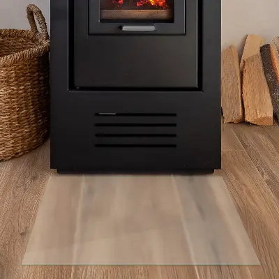 Poloprůsvitné obdélníkové sklo pod kamna