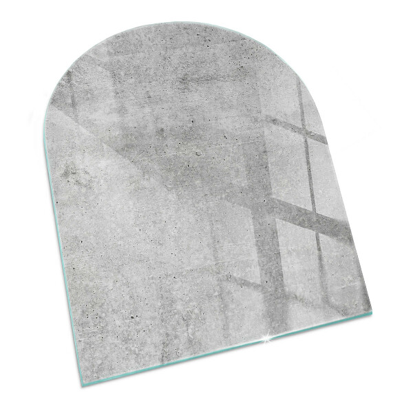 Sklo před krb polooválné Surová betonová textura
