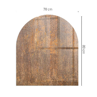 Sklo před krb polooválné Rez textura na kovu