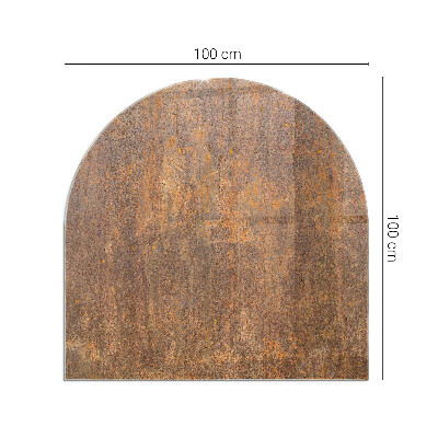 Sklo před krb polooválné Rez textura na kovu