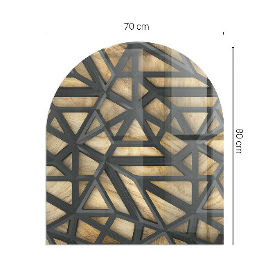 Sklo před krb polooválné Geometrie se dřevem