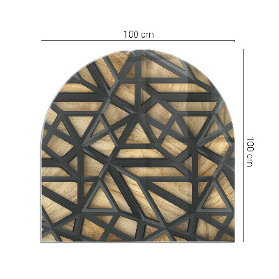 Sklo před krb polooválné Geometrie se dřevem
