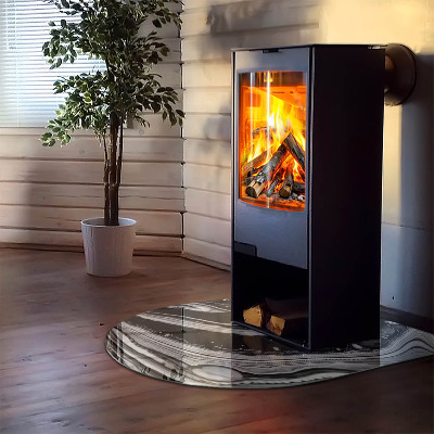 Sklo před krb polooválné Abstraktní vlny a čáry