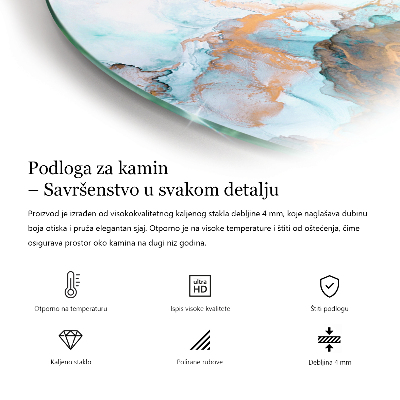 Podložka před krb čtvrtka Organický motiv kamene