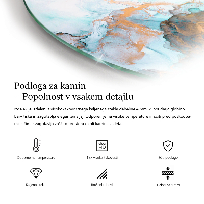 Podložka před krb čtvrtka Organický motiv kamene