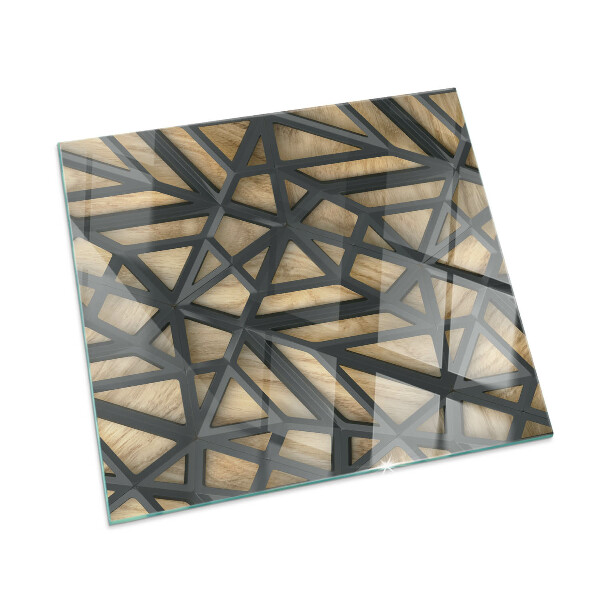 Sklo pod krbová kamna Geometrie se dřevem