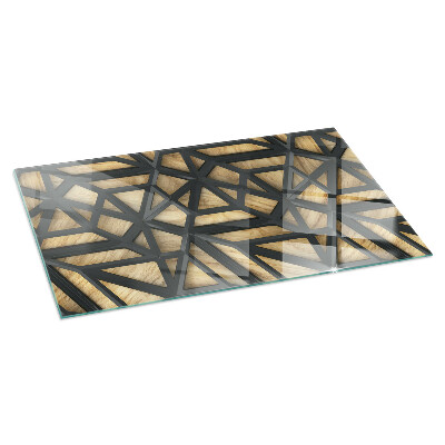 Sklo pod krbová kamna Geometrie se dřevem