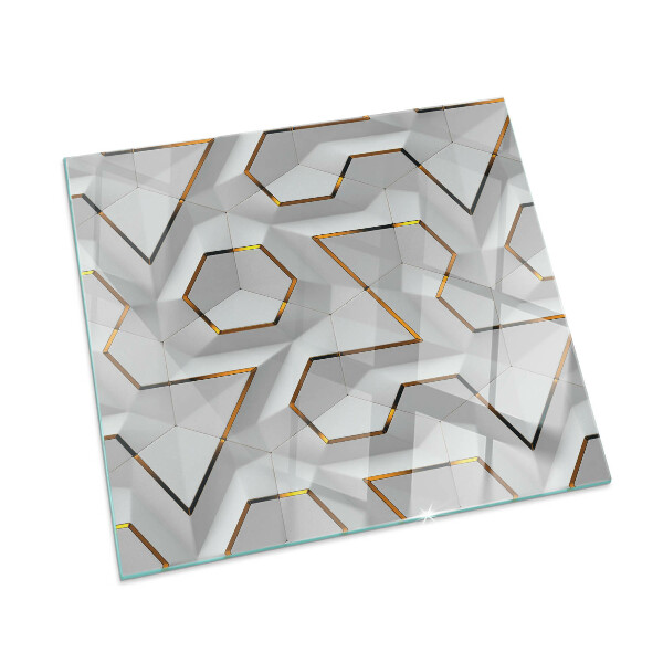 Sklo pod kamna obdélníkové Geometrický 3D vzor
