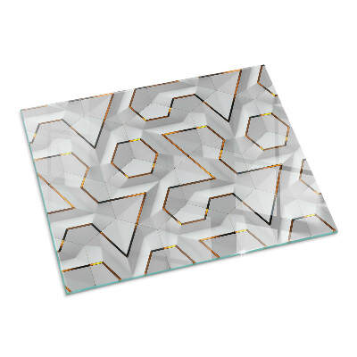 Sklo pod kamna obdélníkové Geometrický 3D vzor