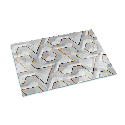 Sklo pod kamna obdélníkové Geometrický 3D vzor