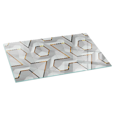Sklo pod kamna obdélníkové Geometrický 3D vzor