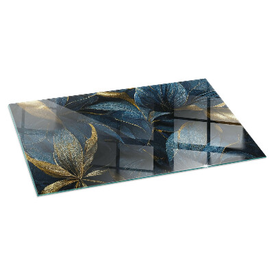 Sklo pod krbová kamna Elegantní listy v textuře