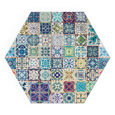 Šestihranná podložka pod krb Mozaika v různých tvarech