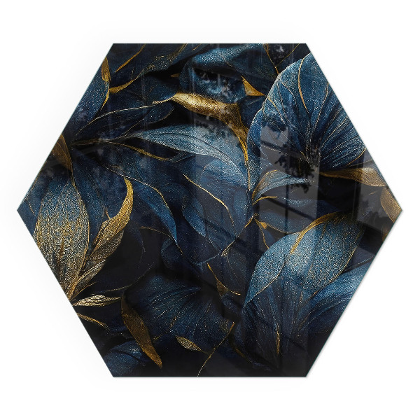 Šestihranná sklo pod krb Elegantní listy ve vzoru