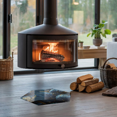 Šestihranná sklo pod krb Elegantní listy ve vzoru