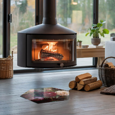 Šestihranná podložka pod krb Detaily barevných květin