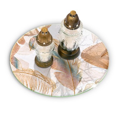 Podložka pod svíčku Boho peří a listy