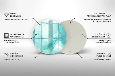Tácek pod svíčku Modrá a zlatá abstrakce