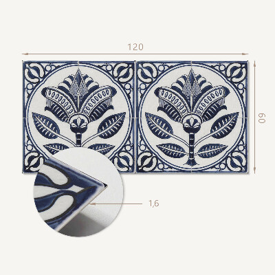 Obdélníkový obkladový panel Kwiatowy motyw w stylu ceramicznym