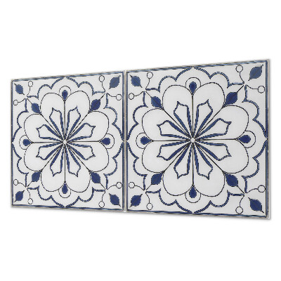 Obdélníkový nástěnný panel Kwiatowy motyw w stylu ceramicznym