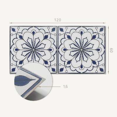 Obdélníkový nástěnný panel Kwiatowy motyw w stylu ceramicznym
