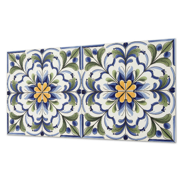 Obdélníkový nástěnný panel Kwiatowy motyw w ceramicznym stylu