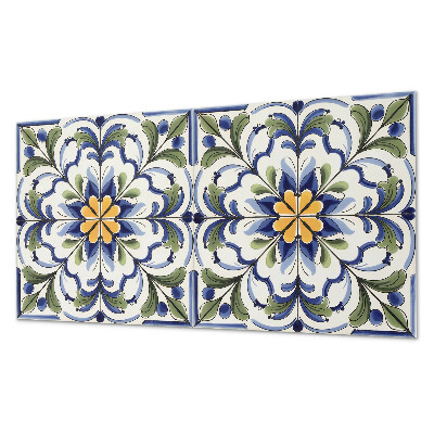 Obdélníkový nástěnný panel Kwiatowy motyw w ceramicznym stylu
