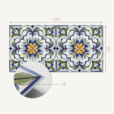 Obdélníkový nástěnný panel Kwiatowy motyw w ceramicznym stylu