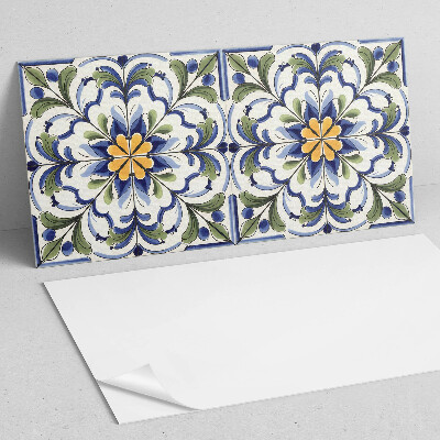 Obdélníkový nástěnný panel Kwiatowy motyw w ceramicznym stylu
