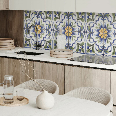 Obdélníkový nástěnný panel Kwiatowy motyw w ceramicznym stylu
