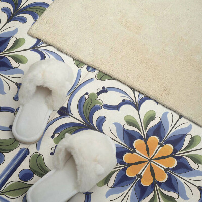 Obdélníkový nástěnný panel Kwiatowy motyw w ceramicznym stylu
