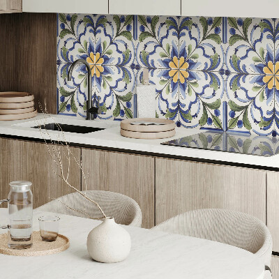 Obdélníkový nástěnný panel Kwiatowy motyw w ceramicznym stylu