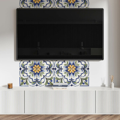 Obdélníkový nástěnný panel Kwiatowy motyw w ceramicznym stylu