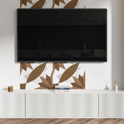 Obdélníkový obkladový panel Geometryczne kształty z drewnianym akcentem