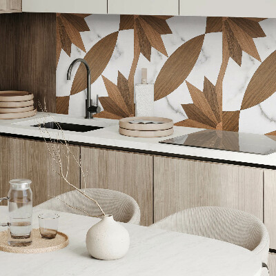 Obdélníkový obkladový panel Geometryczne kształty z drewnianym akcentem